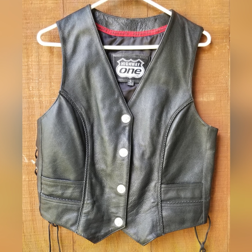 Highway One Leather Biker Vest Size L